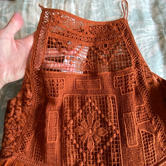 NWT Free People Emily Dress, Crochet, Cooper, Boho - Picture 7 of 12